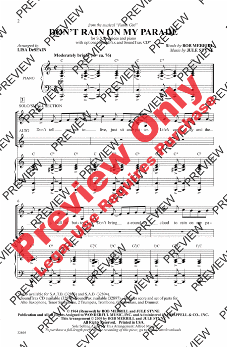 Don't Rain on My Parade Women's Choir scores gallery preview page 2