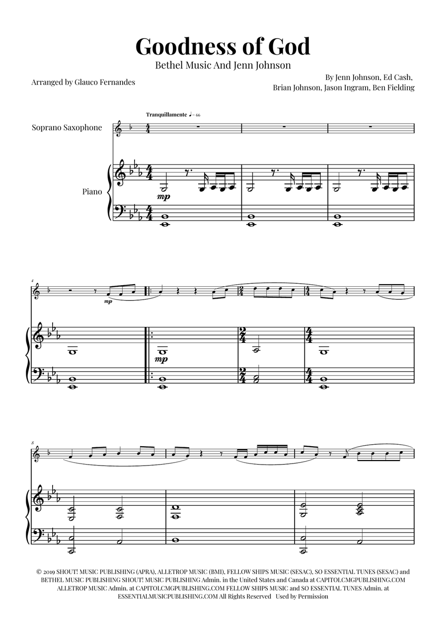 Goodness Of God Soprano Saxophone scores gallery preview page 1