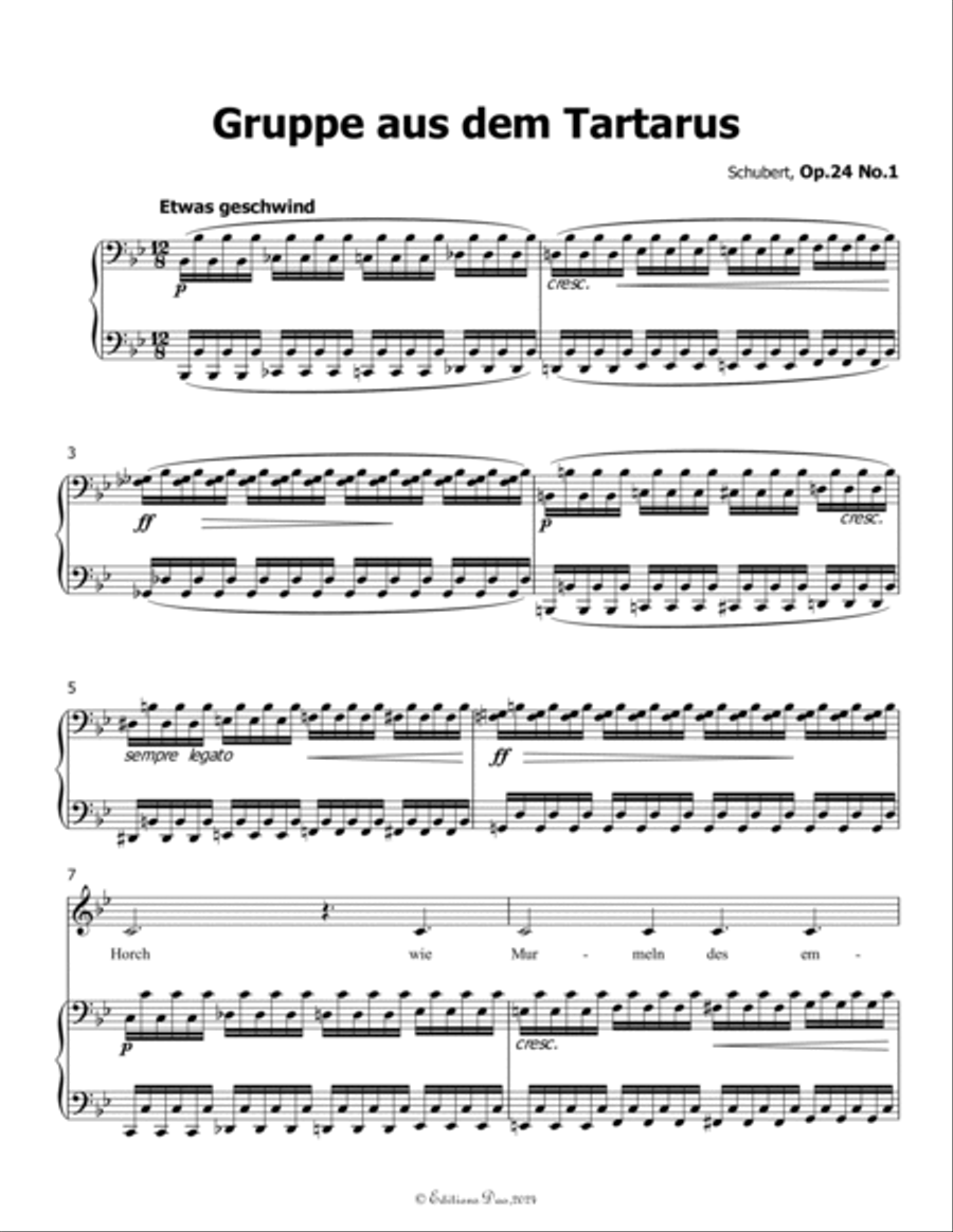 Gruppe aus dem Tartarus, by Schubert, Op.24 No.1, in B flat Major Voice scores gallery preview page 3