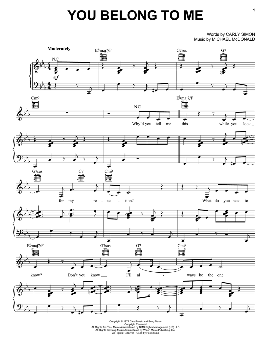You Belong To Me Piano, Vocal, Guitar scores gallery preview page 1