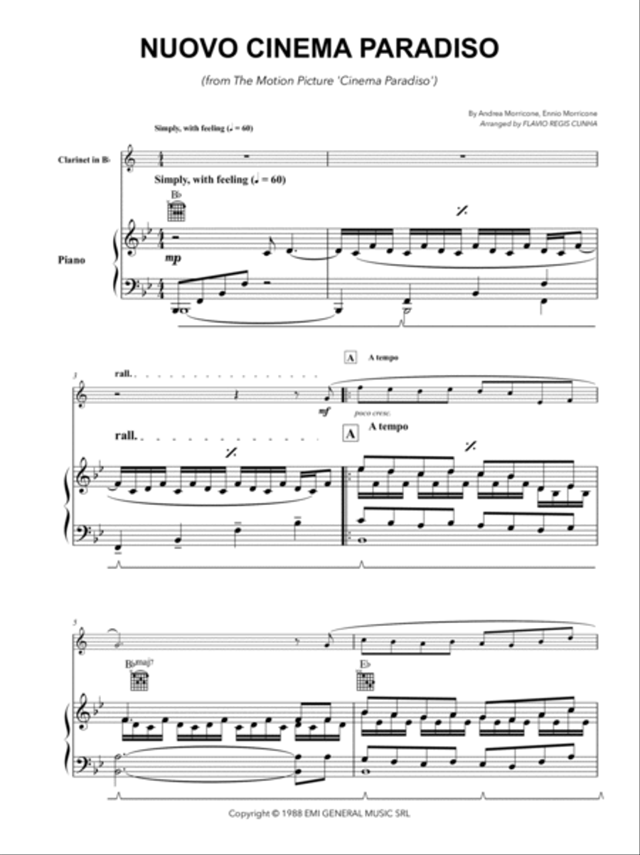 Nuovo Cinema Paradiso B-Flat Clarinet scores gallery preview page 3