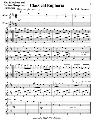 Classical Euphoria-alto sax/bari sax duet