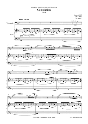 Book cover for Consolation No. 3 - Cello and Piano