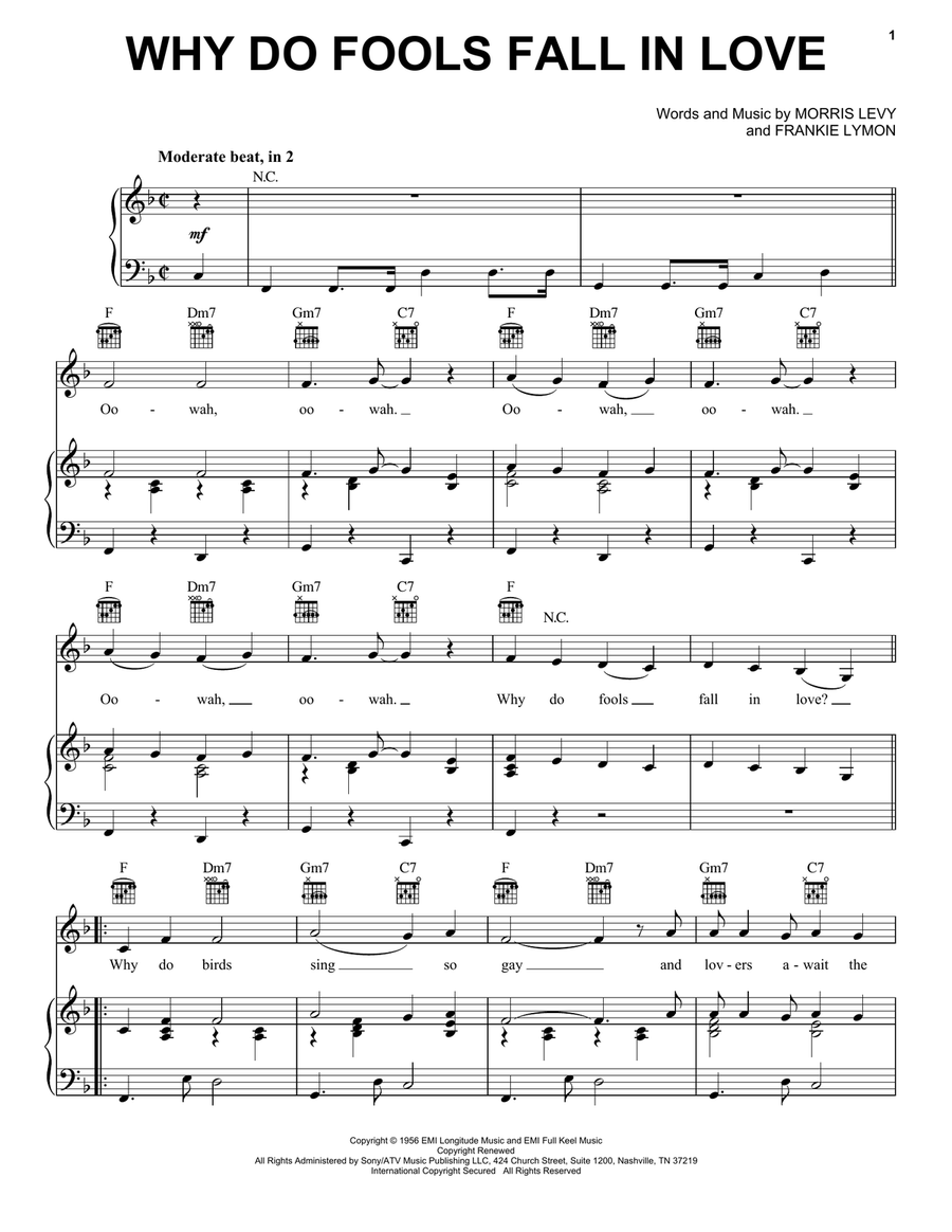 Why Do Fools Fall In Love Piano, Vocal, Guitar scores gallery preview page 1