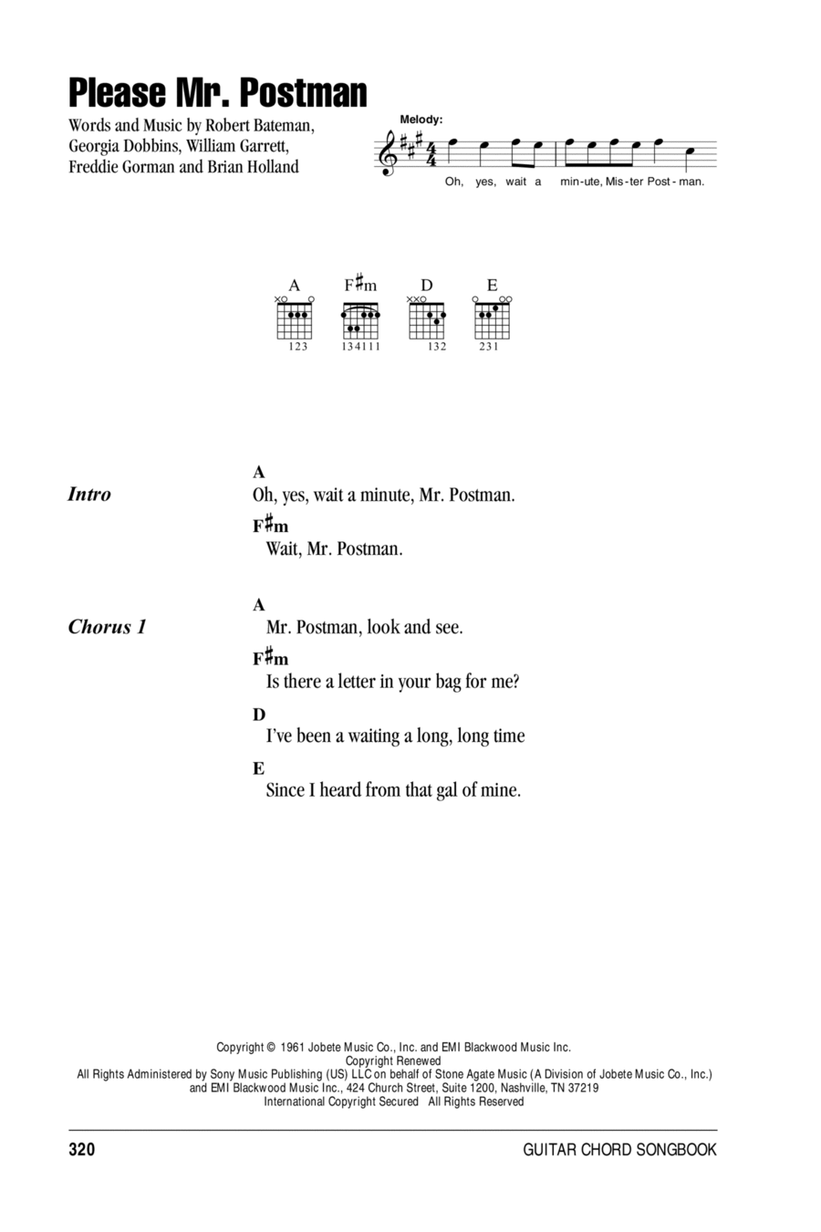 Please Mr. Postman Please Mr. Postman Acoustic Guitar scores gallery preview page 1