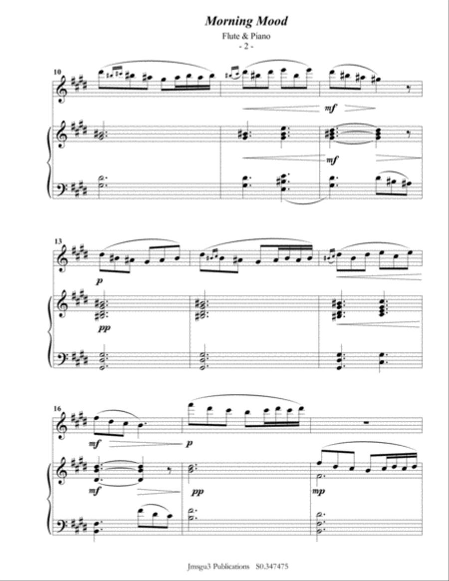 Grieg: Morning Mood from Peer Gynt Suite for Flute & Piano Flute Solo scores gallery preview page 3