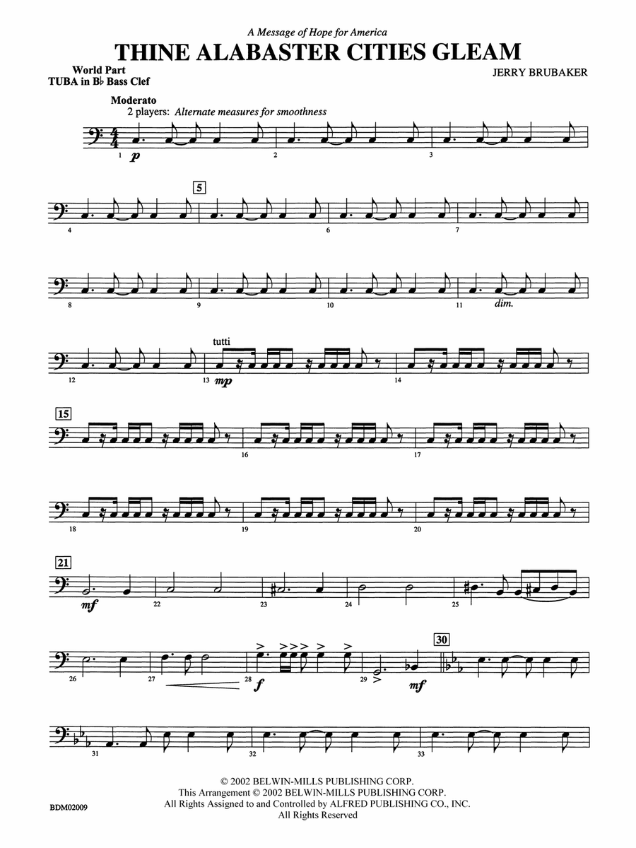 Thine Alabaster Cities Gleam (A Message of Hope for America): (World Part) B-flat Tuba B.C.