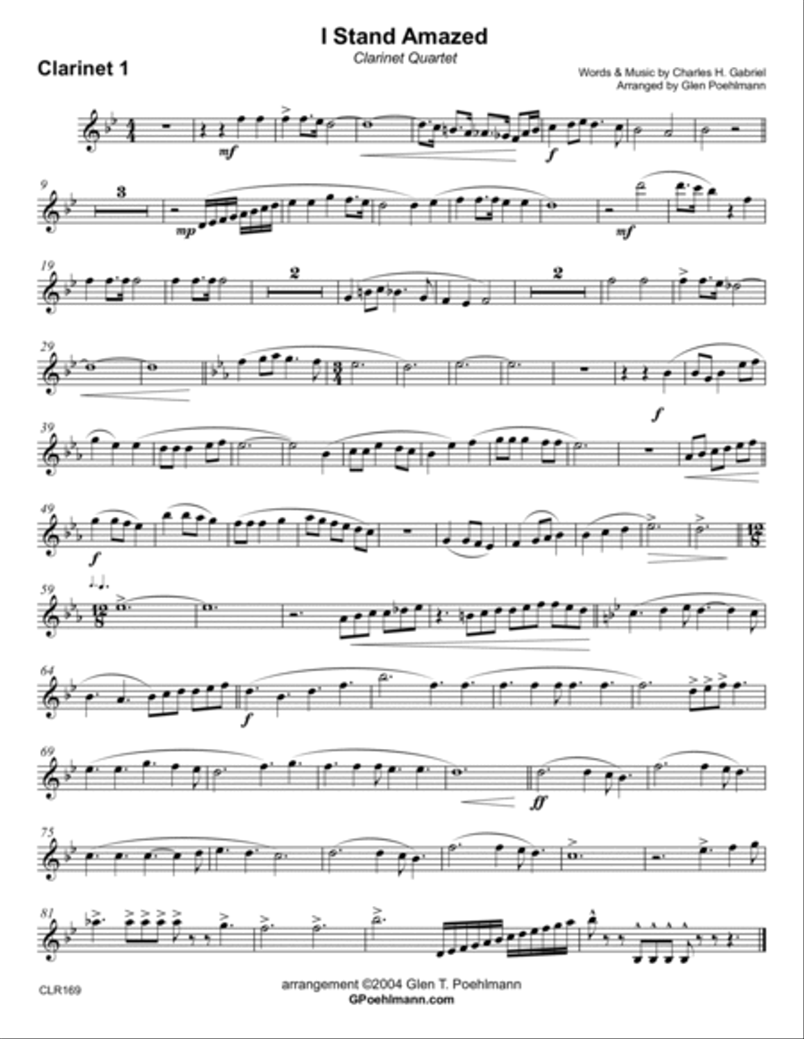 I STAND AMAZED - CLARINET QUARTET - SSSS or SSSB (unaccompanied) Clarinet Quartet scores gallery preview page 5
