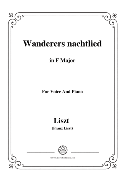 Liszt-Wanderers nachtlied in F Major,for Voice and Piano image number null