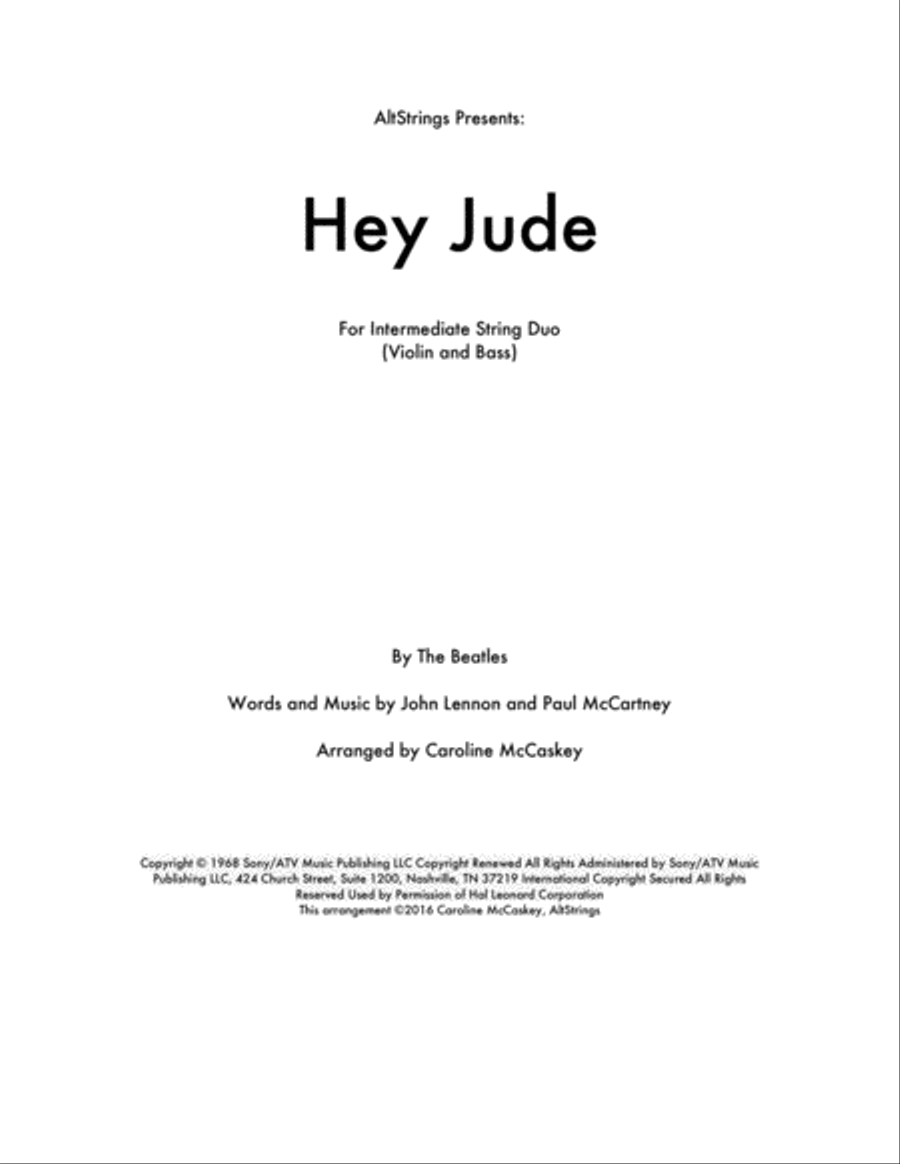 Hey Jude String Duet scores gallery preview page 1