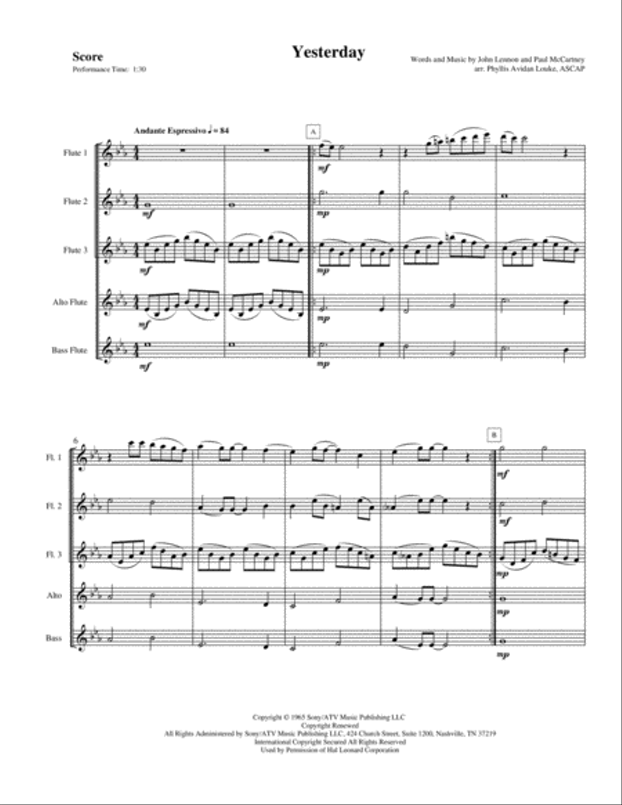 Yesterday Woodwind Ensemble scores gallery preview page 6