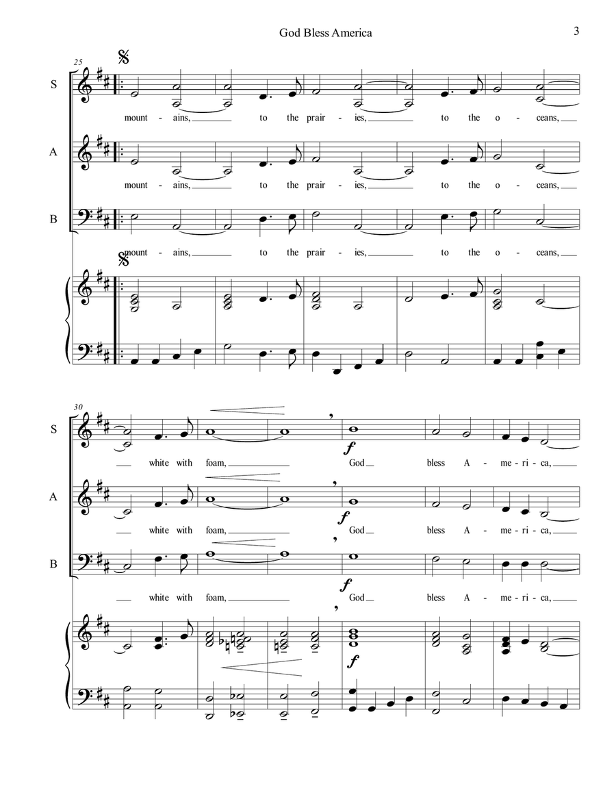 God Bless America 3-Part scores gallery preview page 3