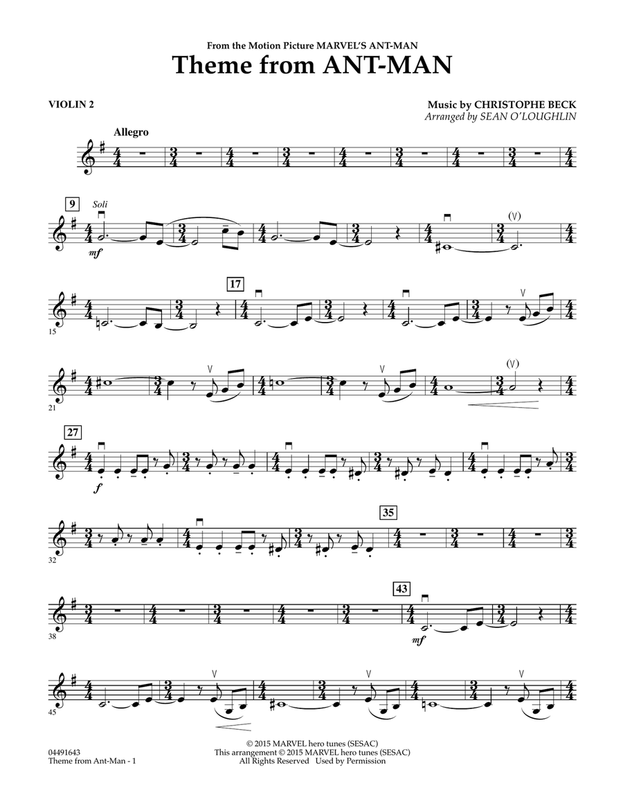 Theme from Ant-Man - Violin 2 Orchestra scores gallery preview page 1