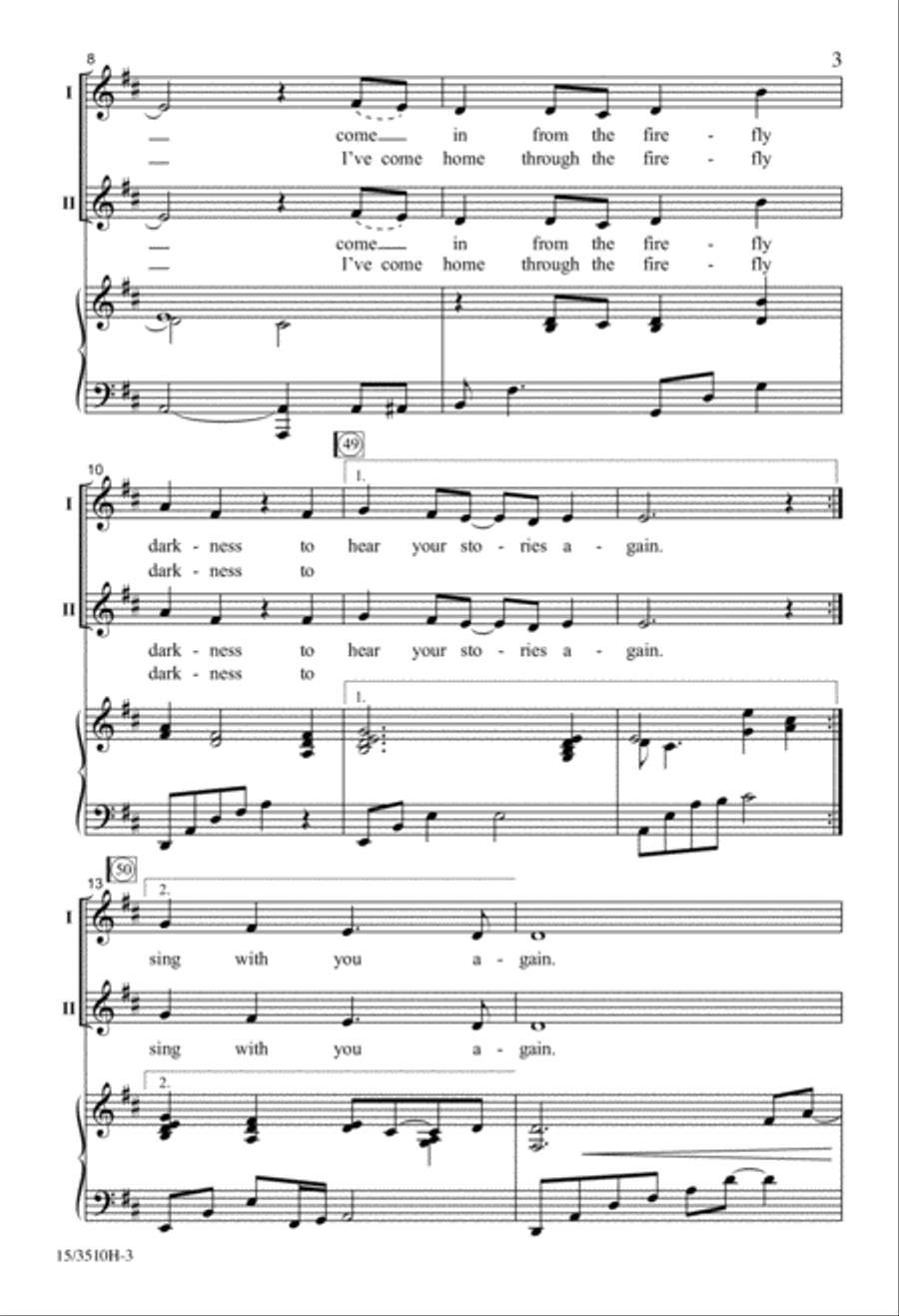 Come in from the Firefly Darkness Unison Choir scores gallery preview page 3