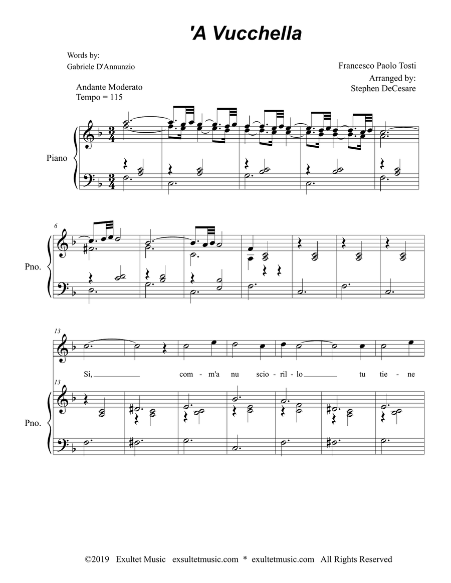 A Vucchella (for Vocal Solo - High Key) High Voice scores gallery preview page 2