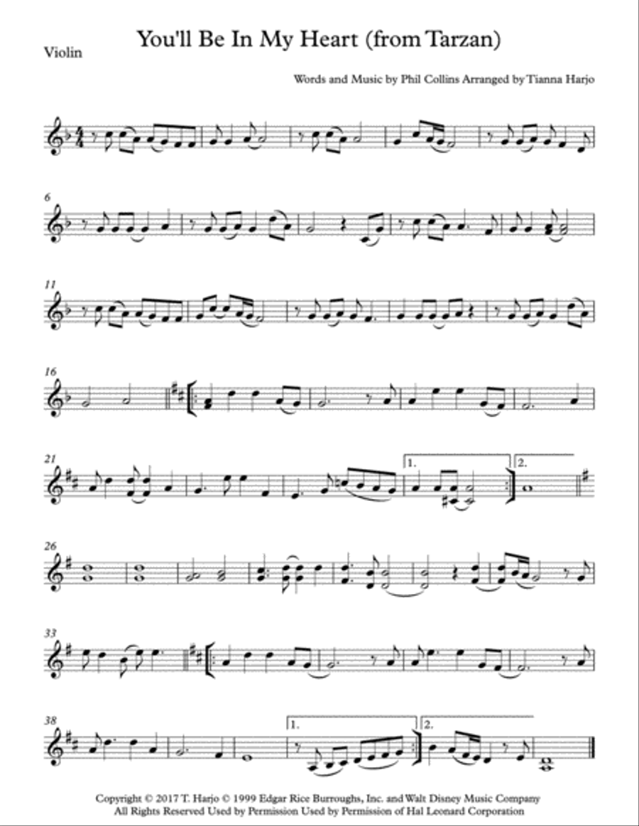 You'll Be In My Heart String Duet scores gallery preview page 1