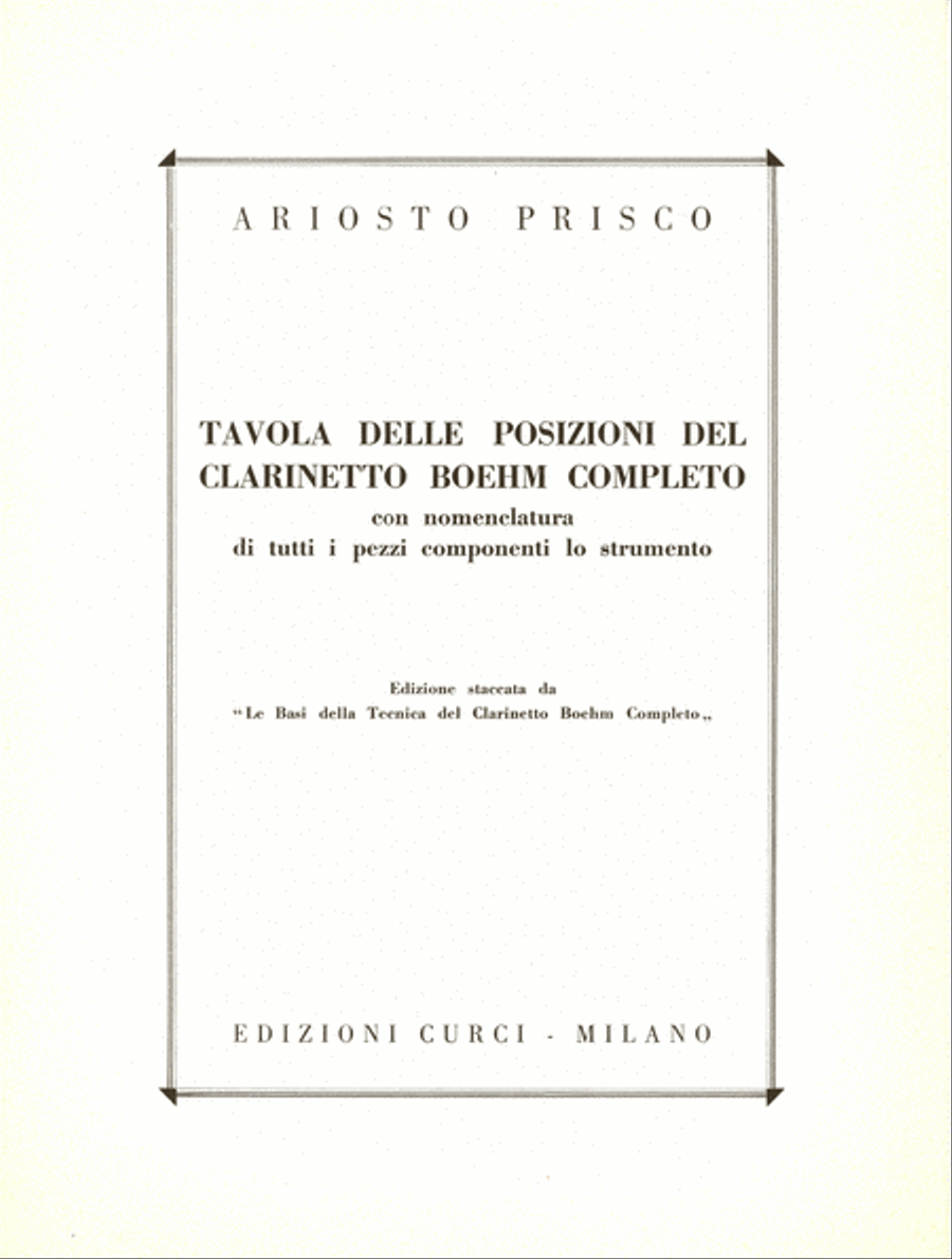 Tavola delle posizioni Clarinet Solo scores gallery preview page 1
