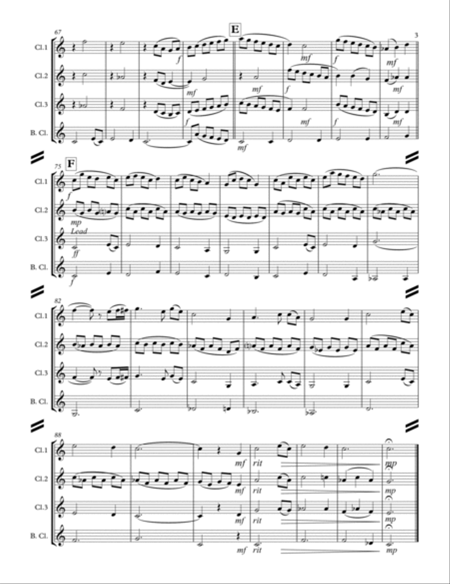 Amazing Grace! How Sweet the Sound (for Clarinet Quartet) Clarinet Quartet scores gallery preview page 4