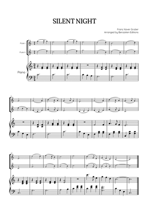 Silent Night for flute duet with piano accompaniment • easy Christmas song sheet music
