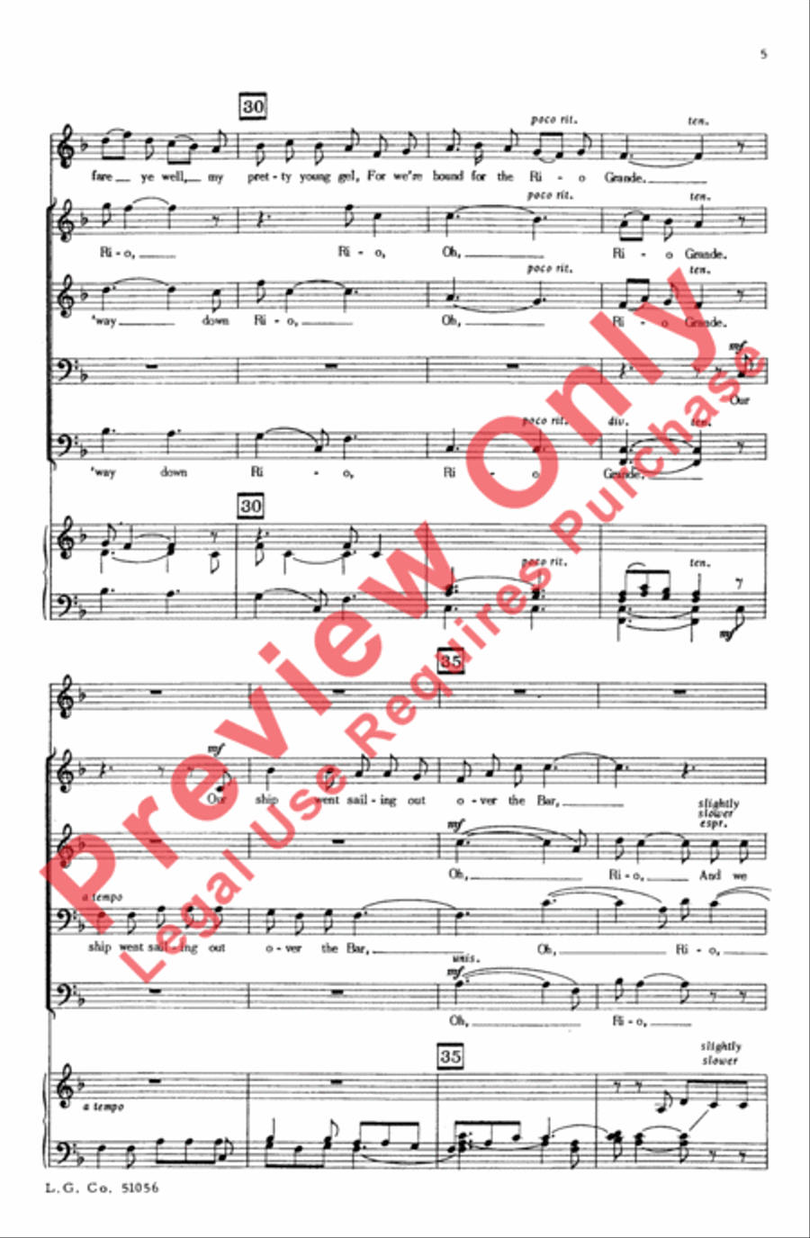 Bound for the Rio Grande Men's Choir scores gallery preview page 5