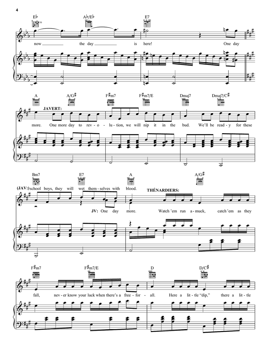 One Day More (from Les Miserables) Piano, Vocal, Guitar scores gallery preview page 4