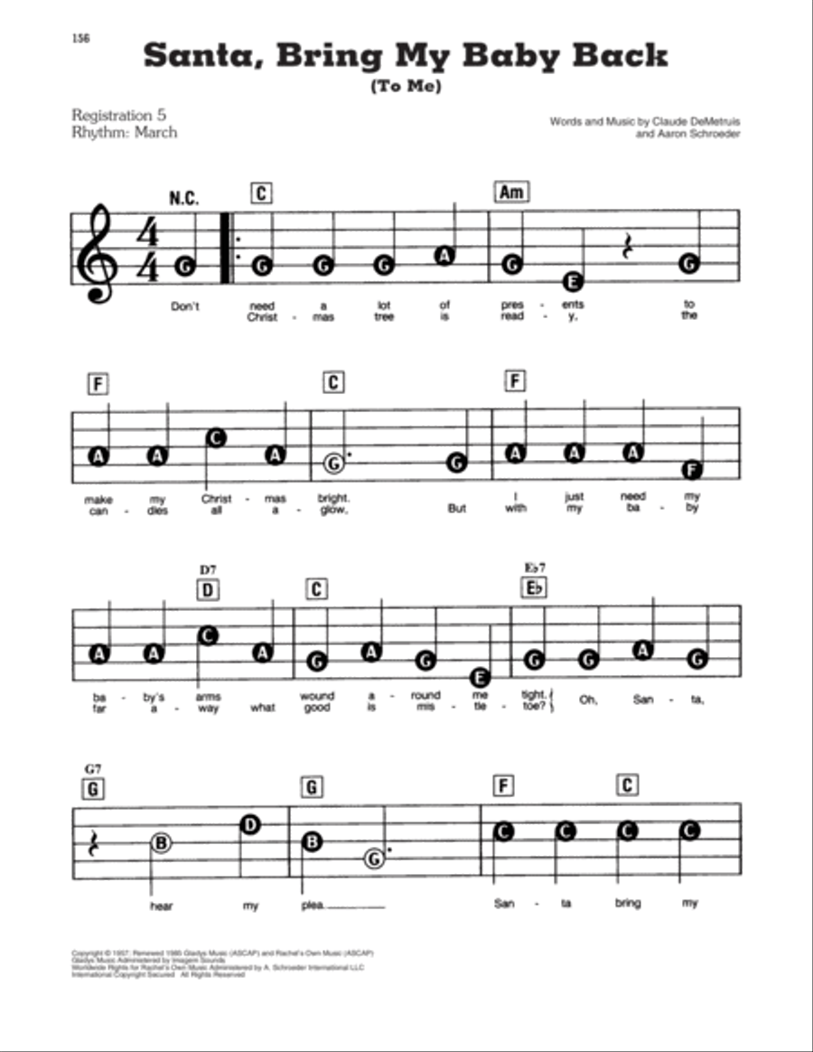 Santa, Bring My Baby Back (To Me) Electronic Keyboard scores gallery preview page 1