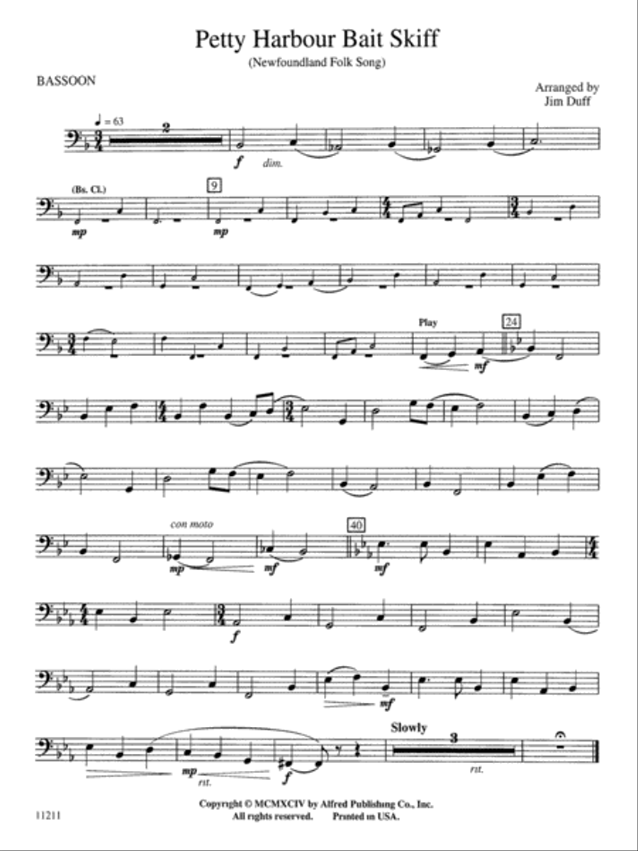 Petty Harbour Bait Skiff: Bassoon Concert Band scores gallery preview page 1