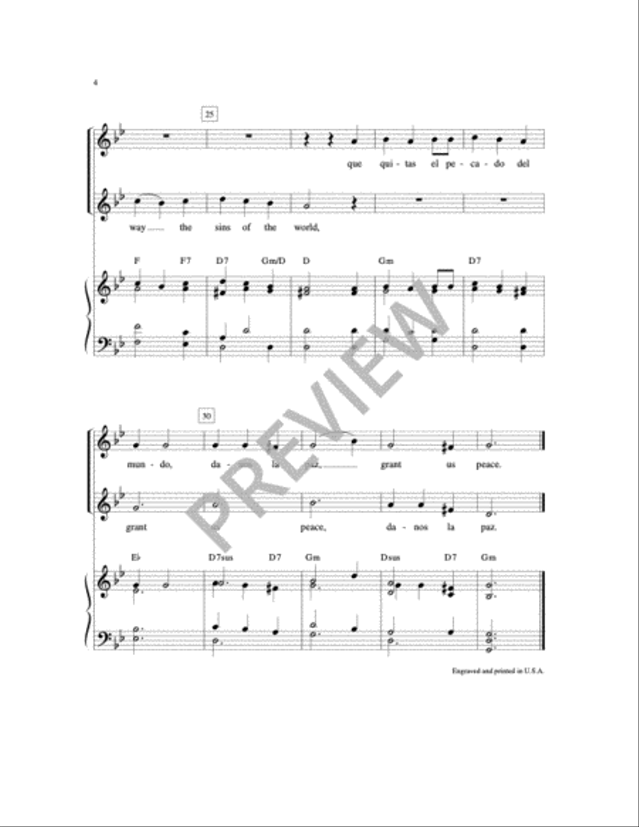 Lamb of God/Cordero De Dios Piano and Keyboard scores gallery preview page 2