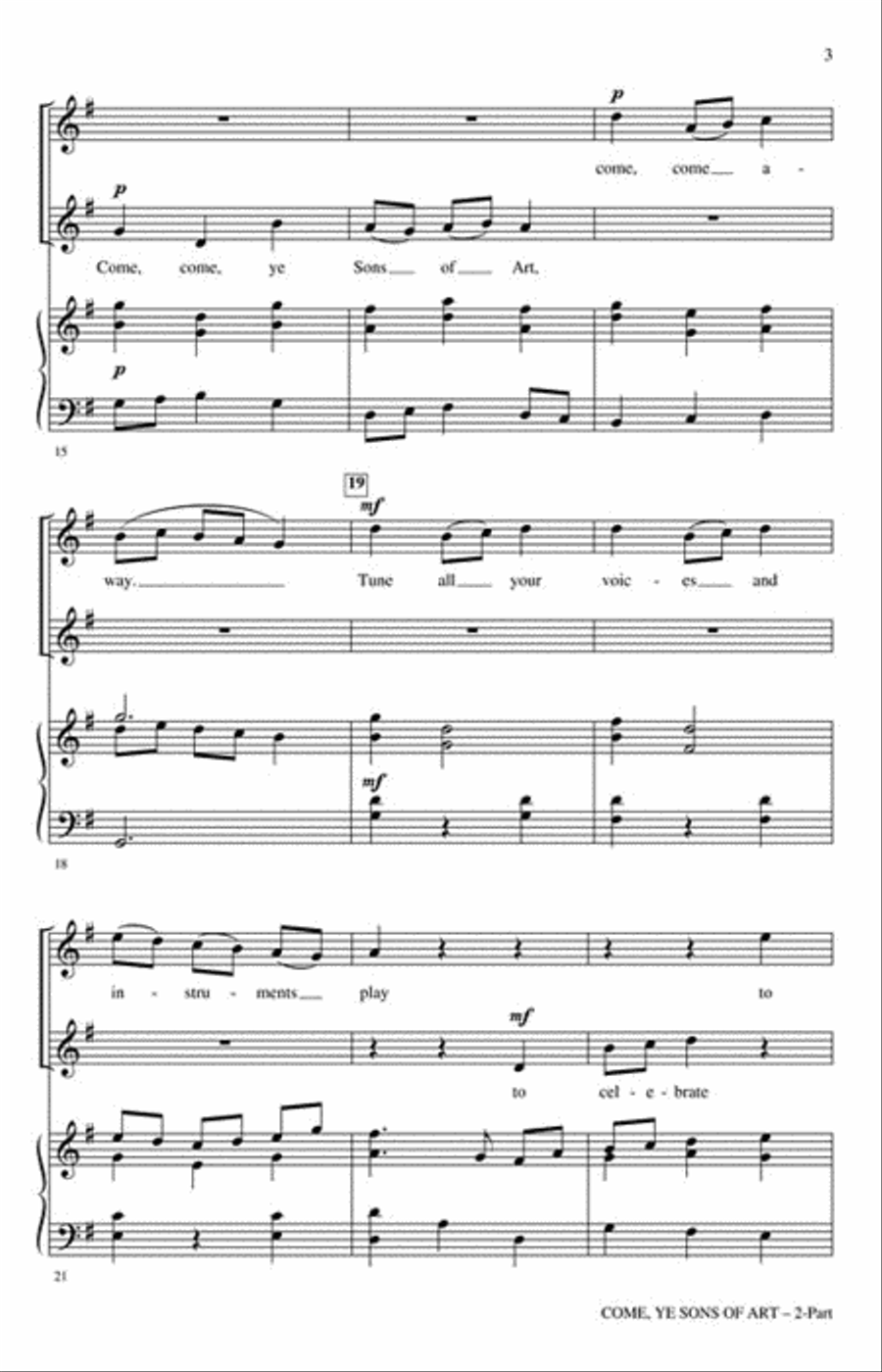 Come, Ye Sons of Art 2-Part scores gallery preview page 3