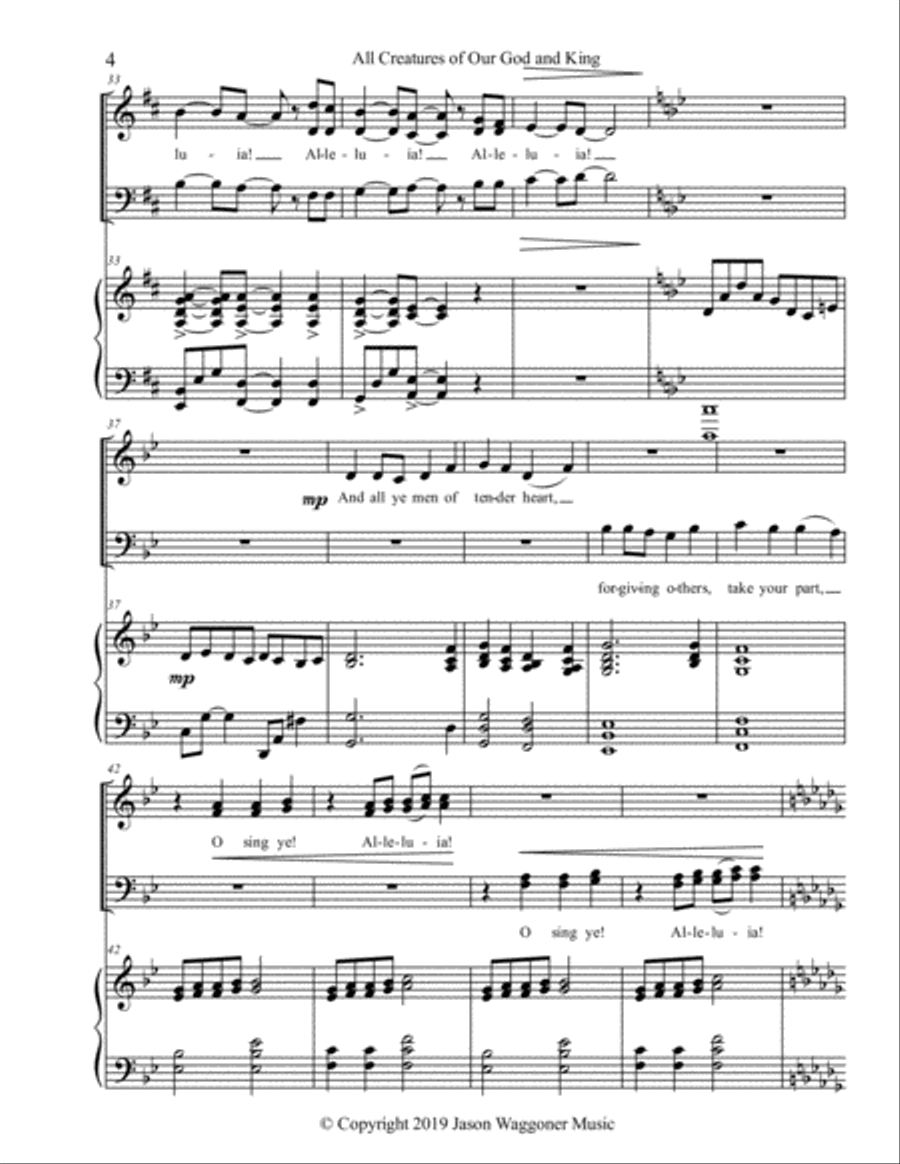 All Creatures of Our God and King 4-Part scores gallery preview page 4