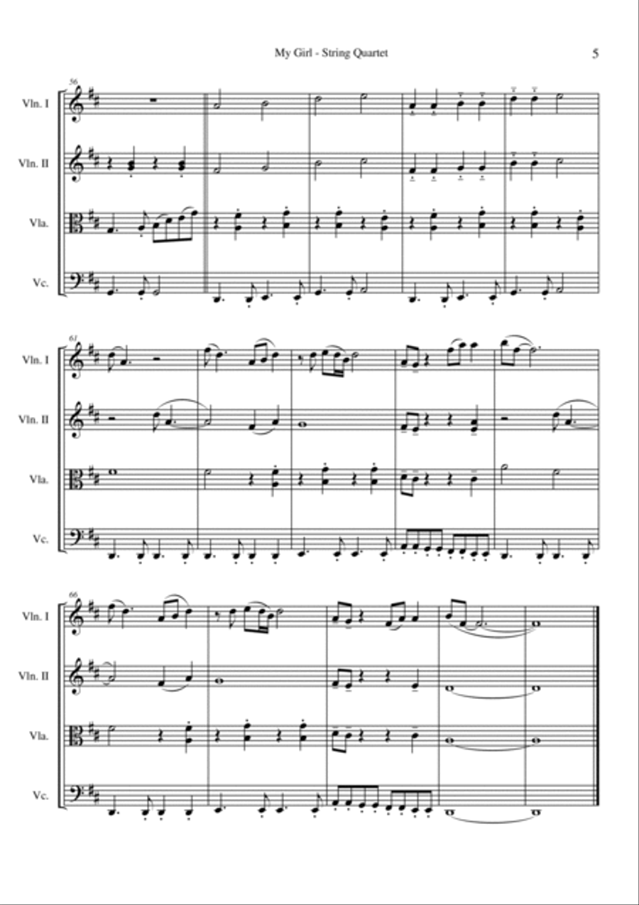 My Girl String Quartet scores gallery preview page 5