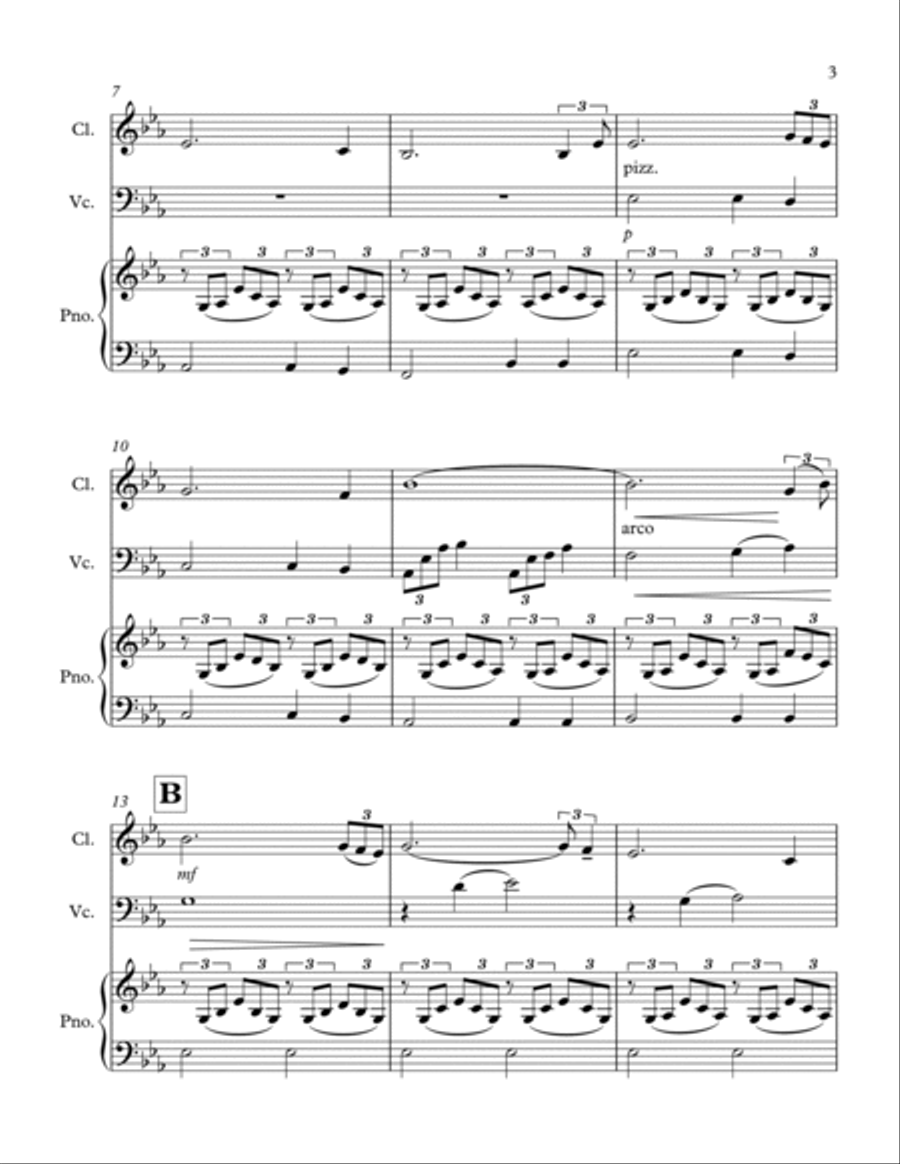 Amazing Grace, for Clarinet, Cello and Piano Clarinet scores gallery preview page 3