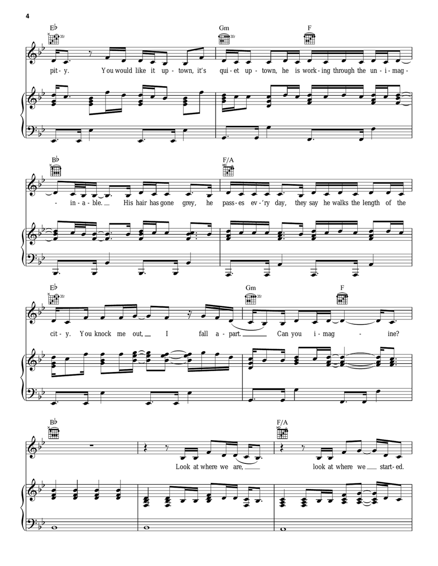 It's Quiet Uptown Piano, Vocal, Guitar scores gallery preview page 4