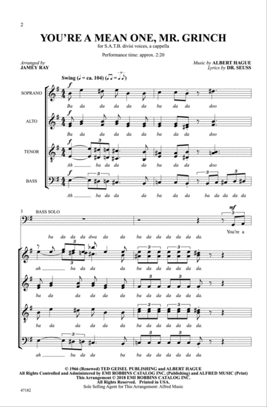 You're a Mean One, Mr. Grinch Choir scores gallery preview page 1