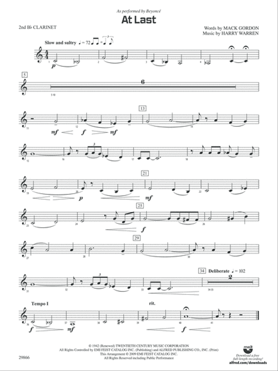 At Last: 2nd B-flat Clarinet Concert Band scores gallery preview page 1