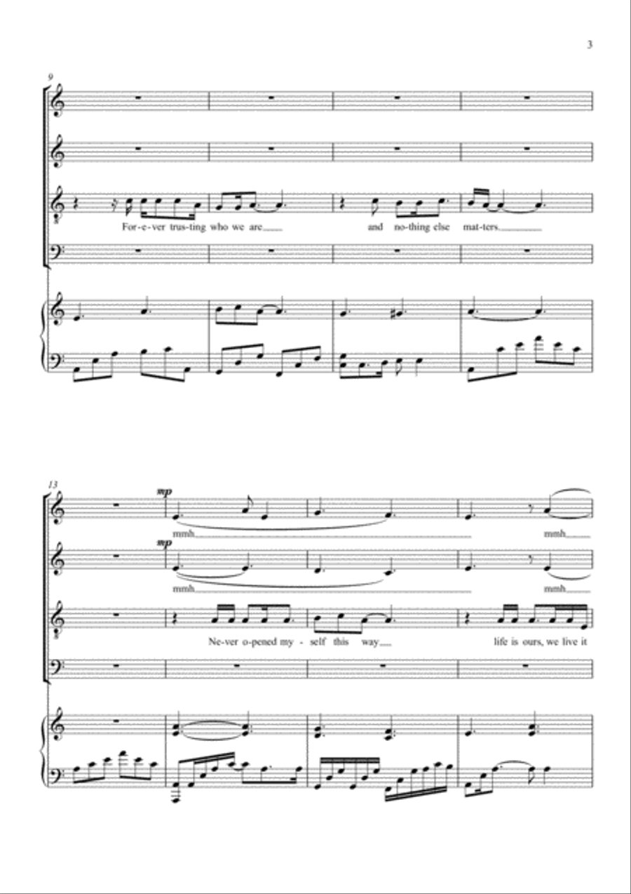 Nothing Else Matters 4-Part scores gallery preview page 3