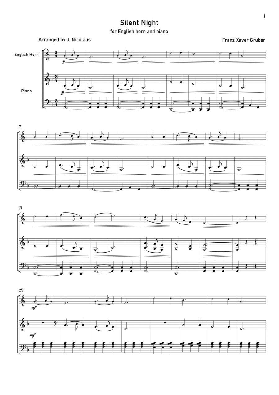 Silent Night English Horn scores gallery preview page 1