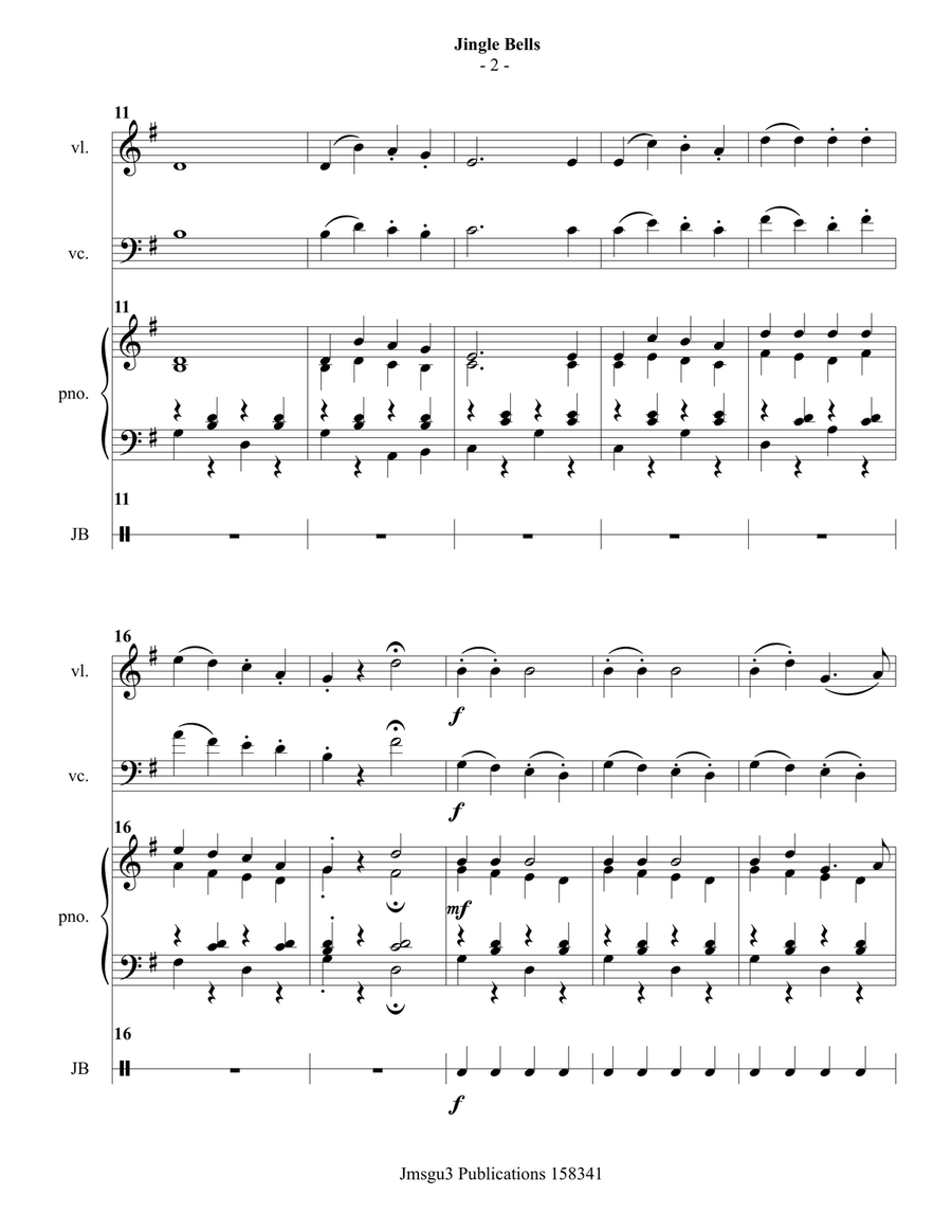 Jingle Bells for Piano Trio Piano Trio scores gallery preview page 2