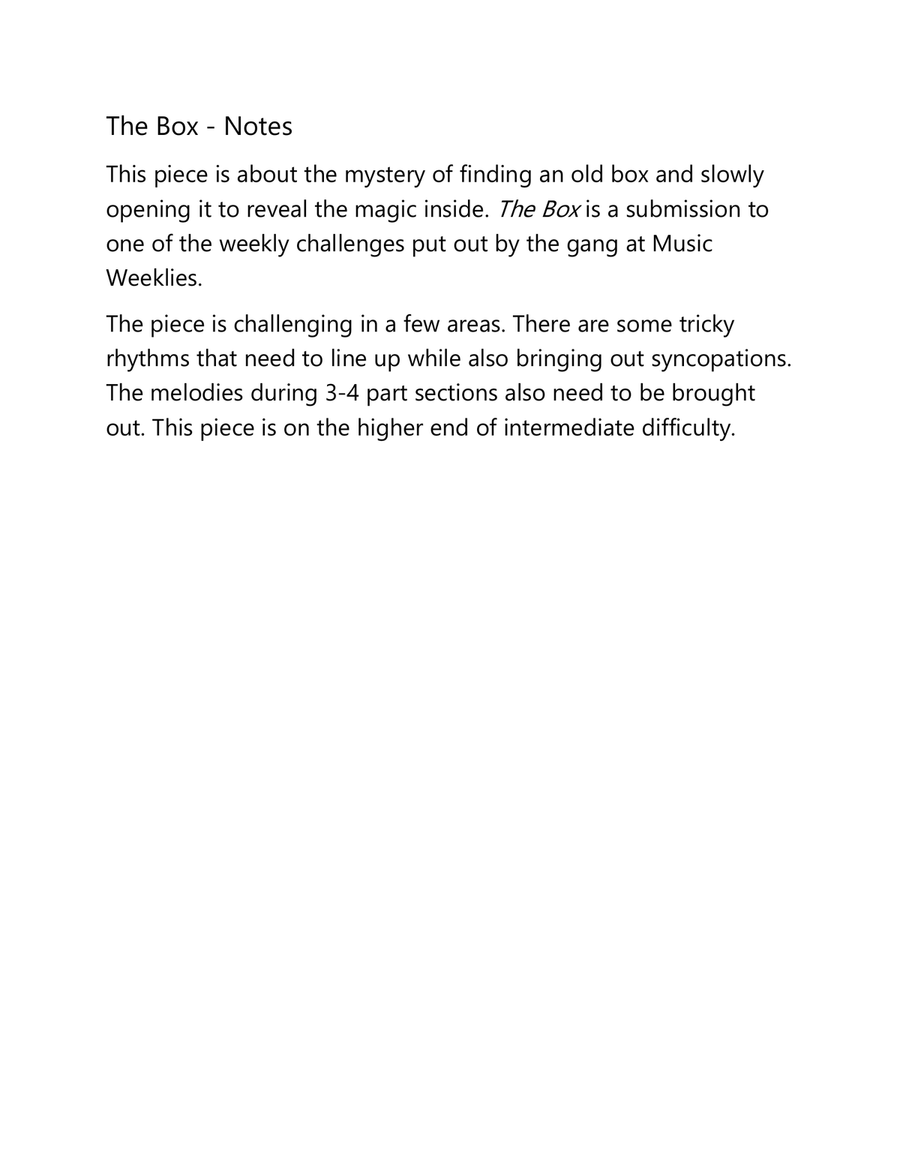 The Box The Box Piano Solo scores gallery preview page 1