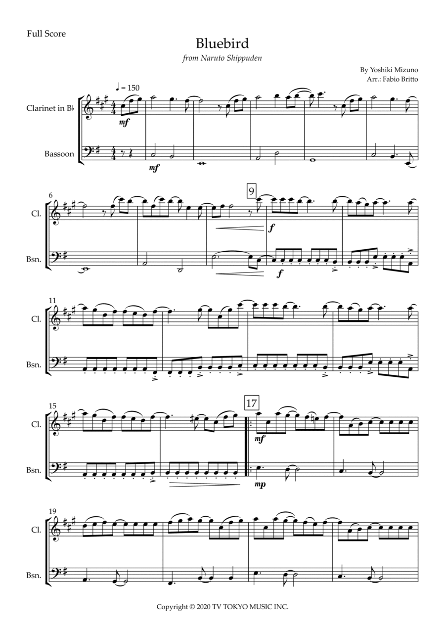 Ikimono Gakari's Blue Bird Woodwind Duet scores gallery preview page 1