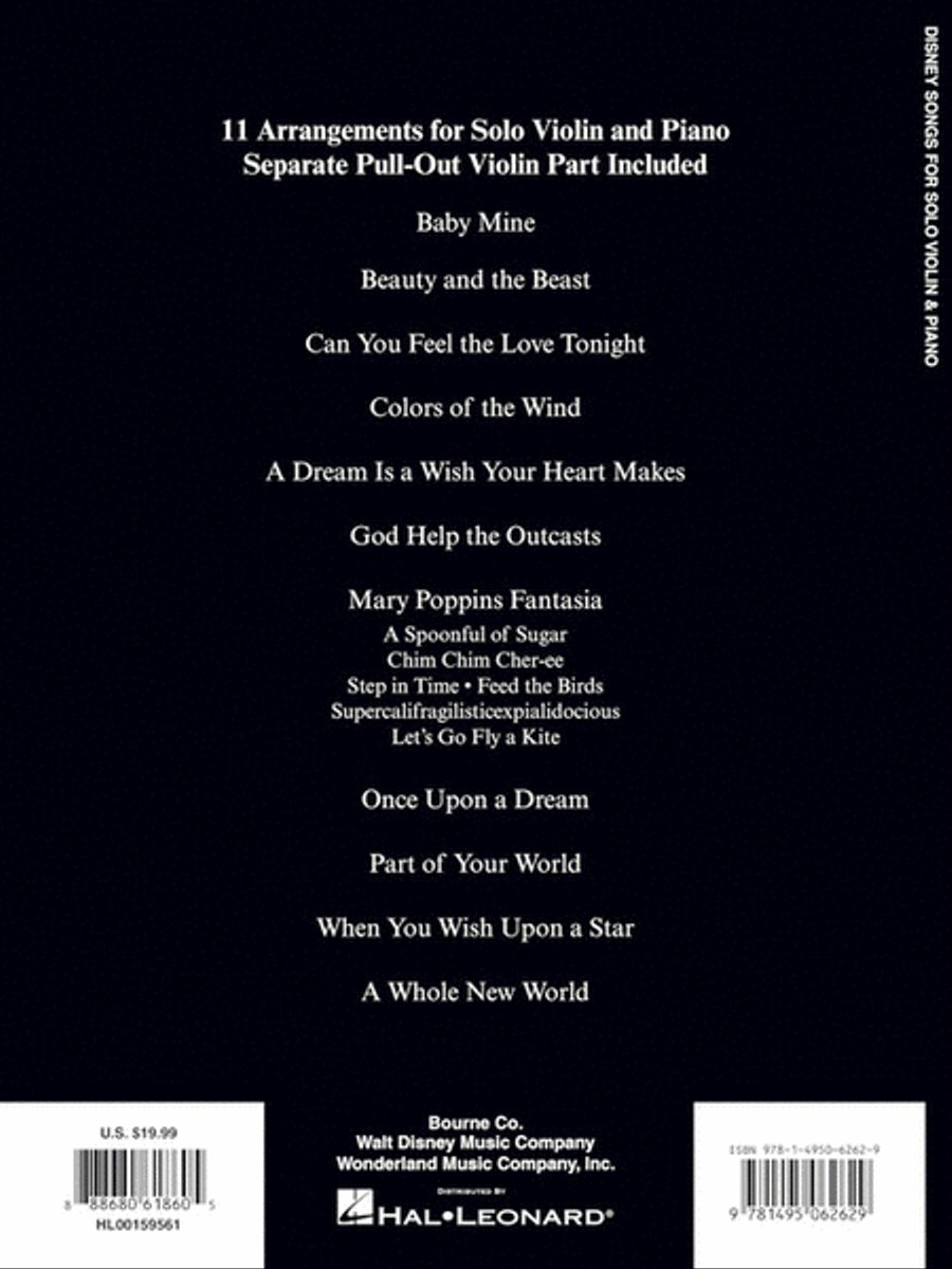 Disney Songs for Solo Violin & Piano Violin Solo scores gallery preview page 6