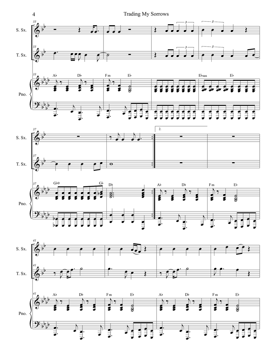 Trading My Sorrows Woodwind Duet scores gallery preview page 4