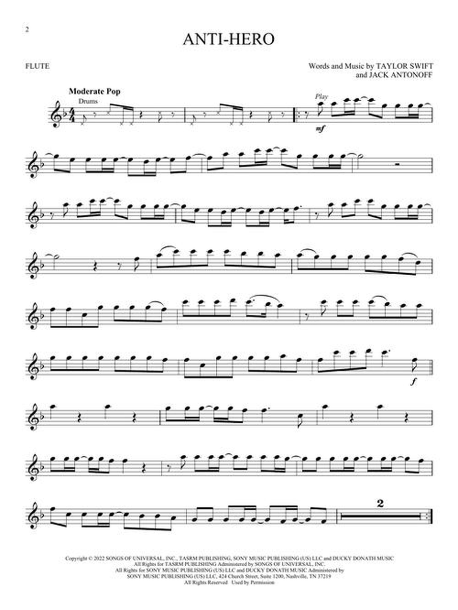 Taylor Swift – Selections from Midnights & The Tortured Poets Department Flute Solo scores gallery preview page 4