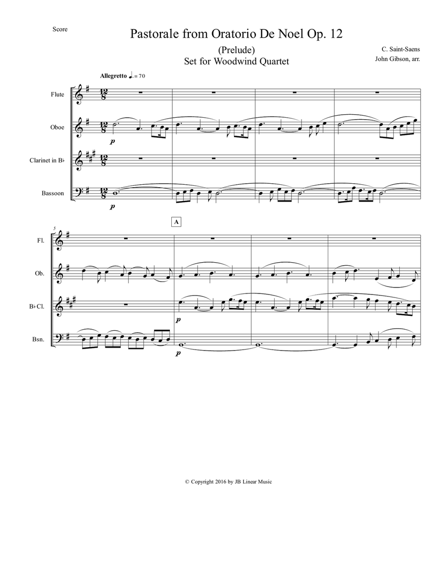 Pastorale from Oratorio De Noel for Woodwind Quartet Woodwind Quartet scores gallery preview page 2