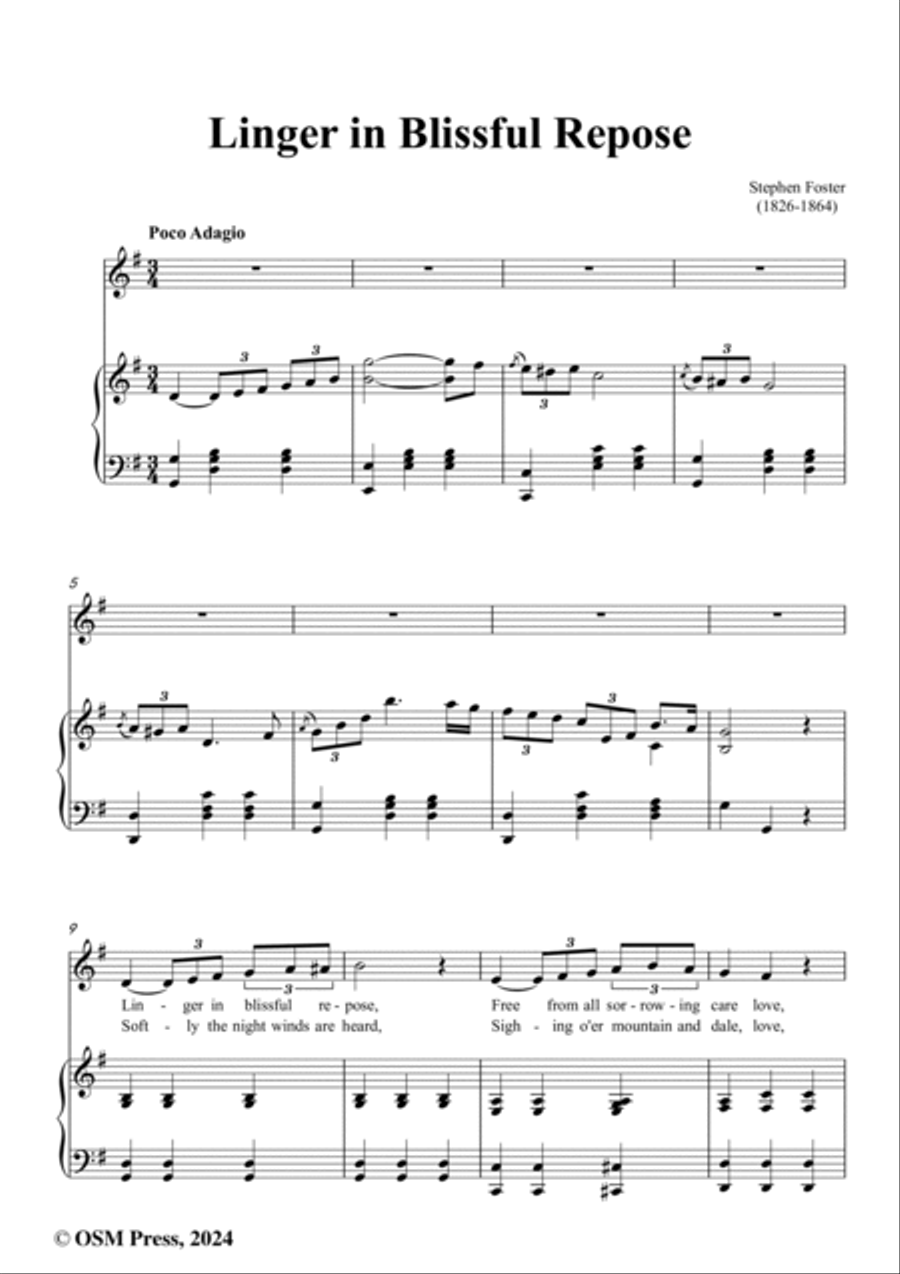 S. Foster-Linger in Blissful Repose,in G Major Voice scores gallery preview page 2