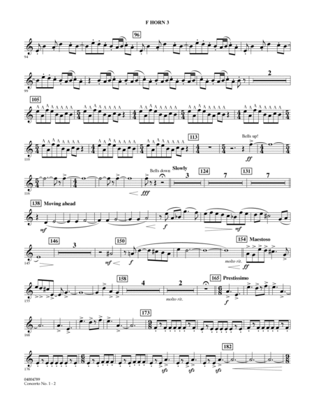 Concerto No. 1 (for Wind Orchestra) - F Horn 3