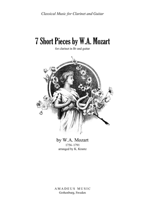 Book cover for 7 short pieces by Mozart for clarinet in Bb and guitar (corrected version!!!)
