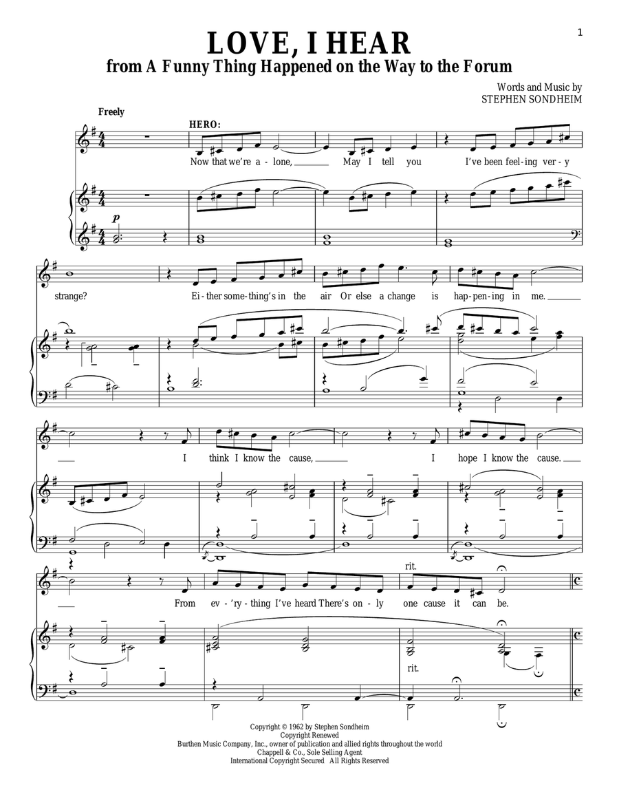 Love, I Hear Love, I Hear Piano, Vocal scores gallery preview page 1
