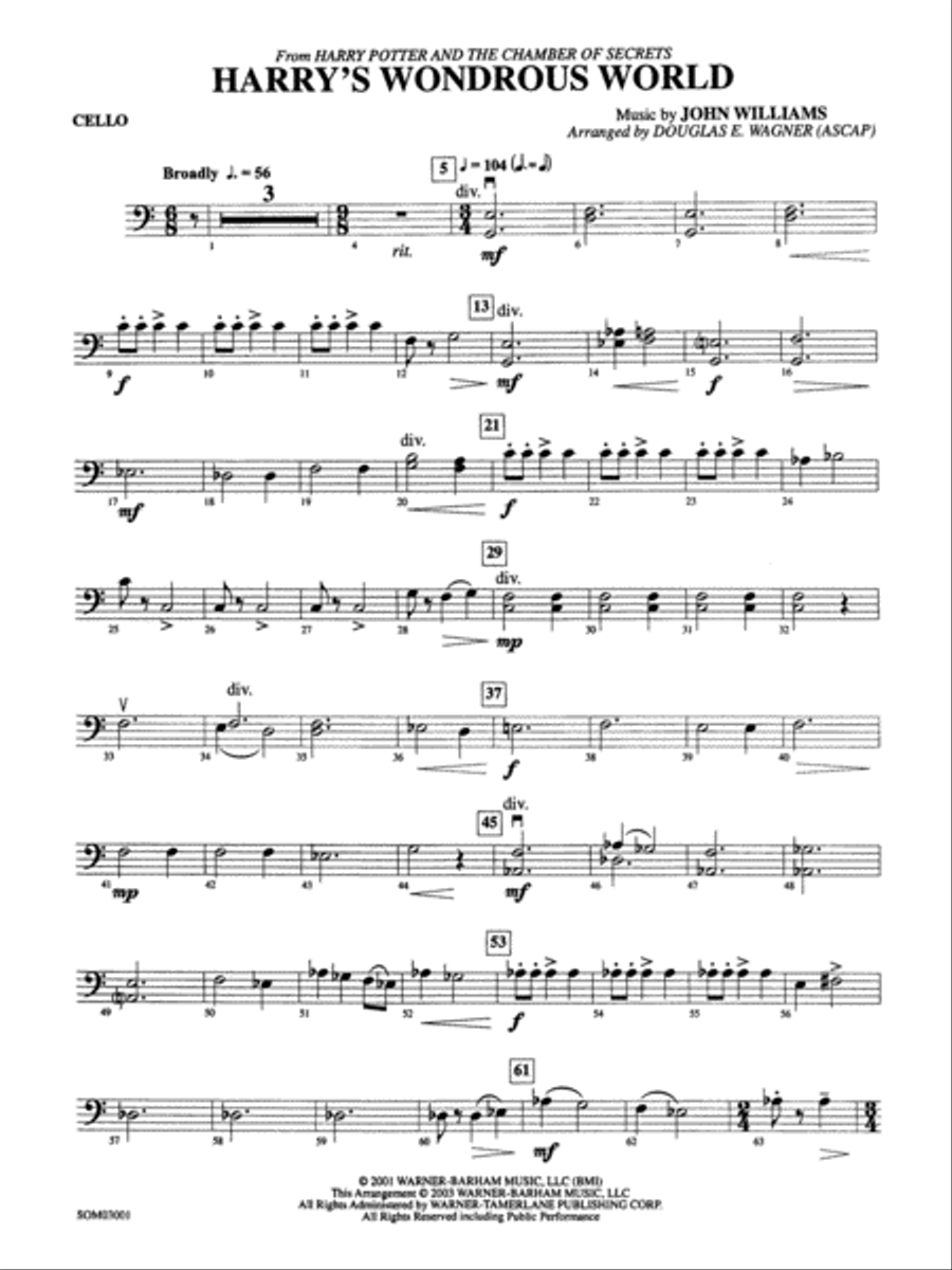 Harry s Wondrous World from Harry Potter and the Chamber of Secrets Cello