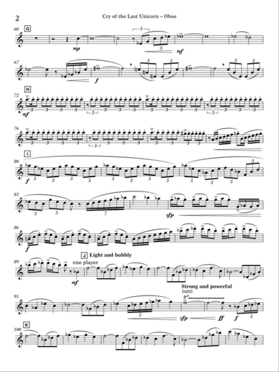 Cry Of The Last Unicorn - Oboe Concert Band scores gallery preview page 2